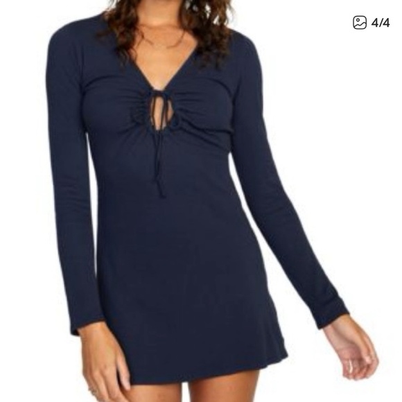 RVCA Rosie Fit & Flare Tie Front Cut Out Dress - Picture 1 of 6